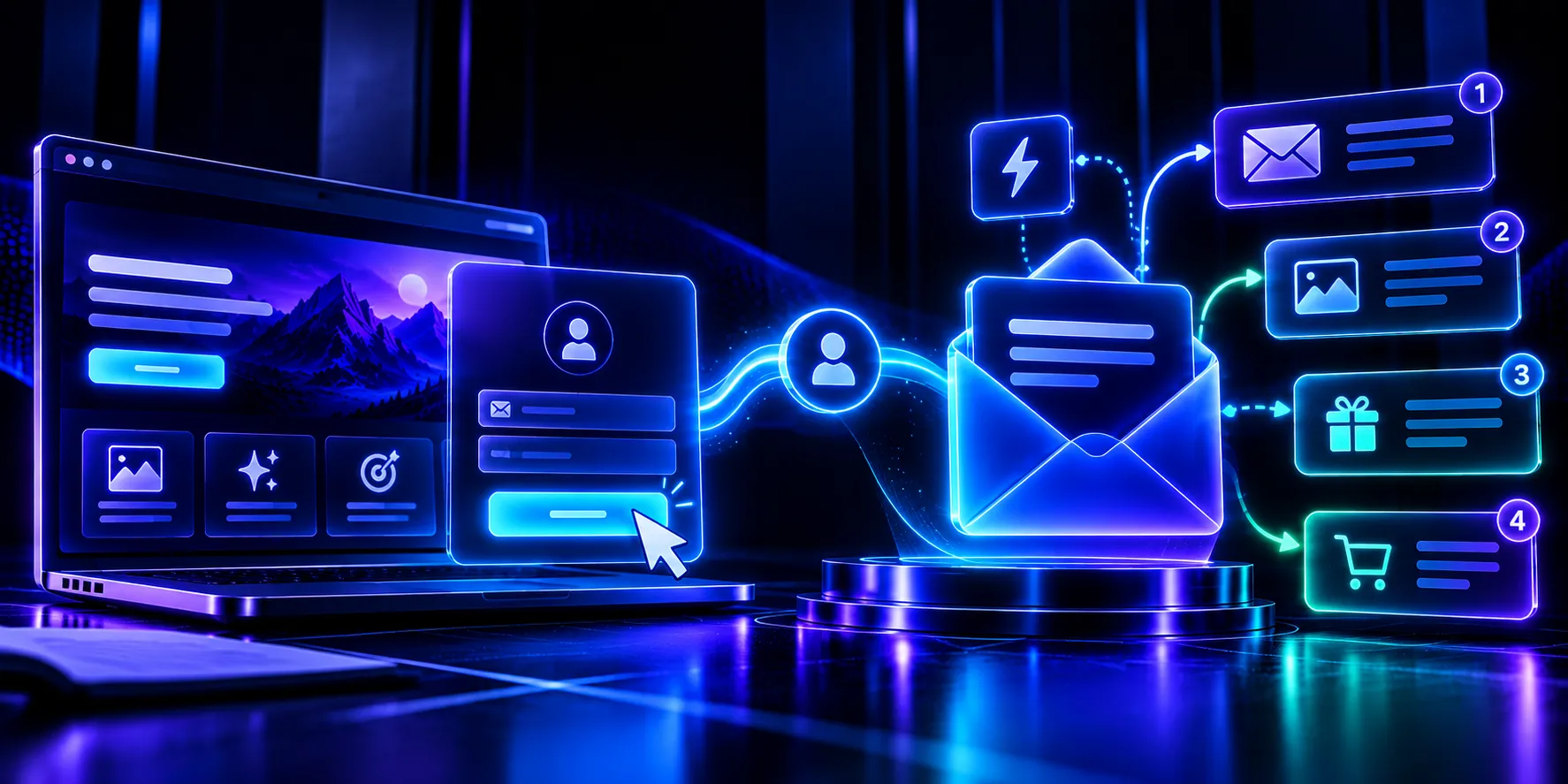 Landing page form connected to an email marketing sequence
