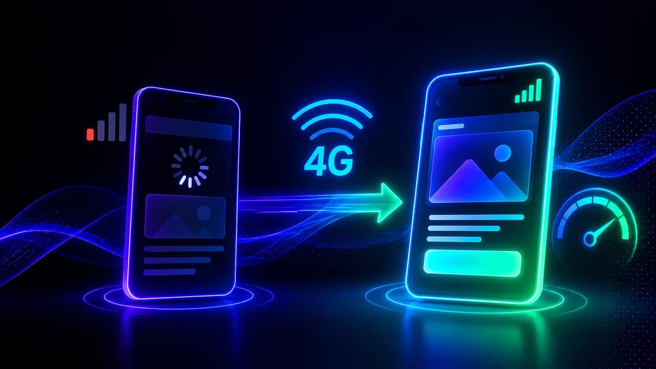 Comparação de desempenho de landing page em celulares intermediários no 4G