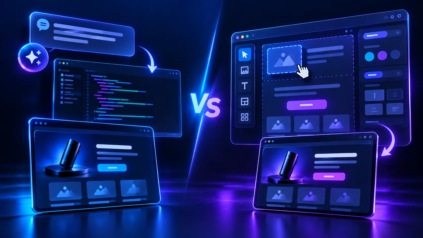 Landing hecha con vibe coding frente a un creador visual
