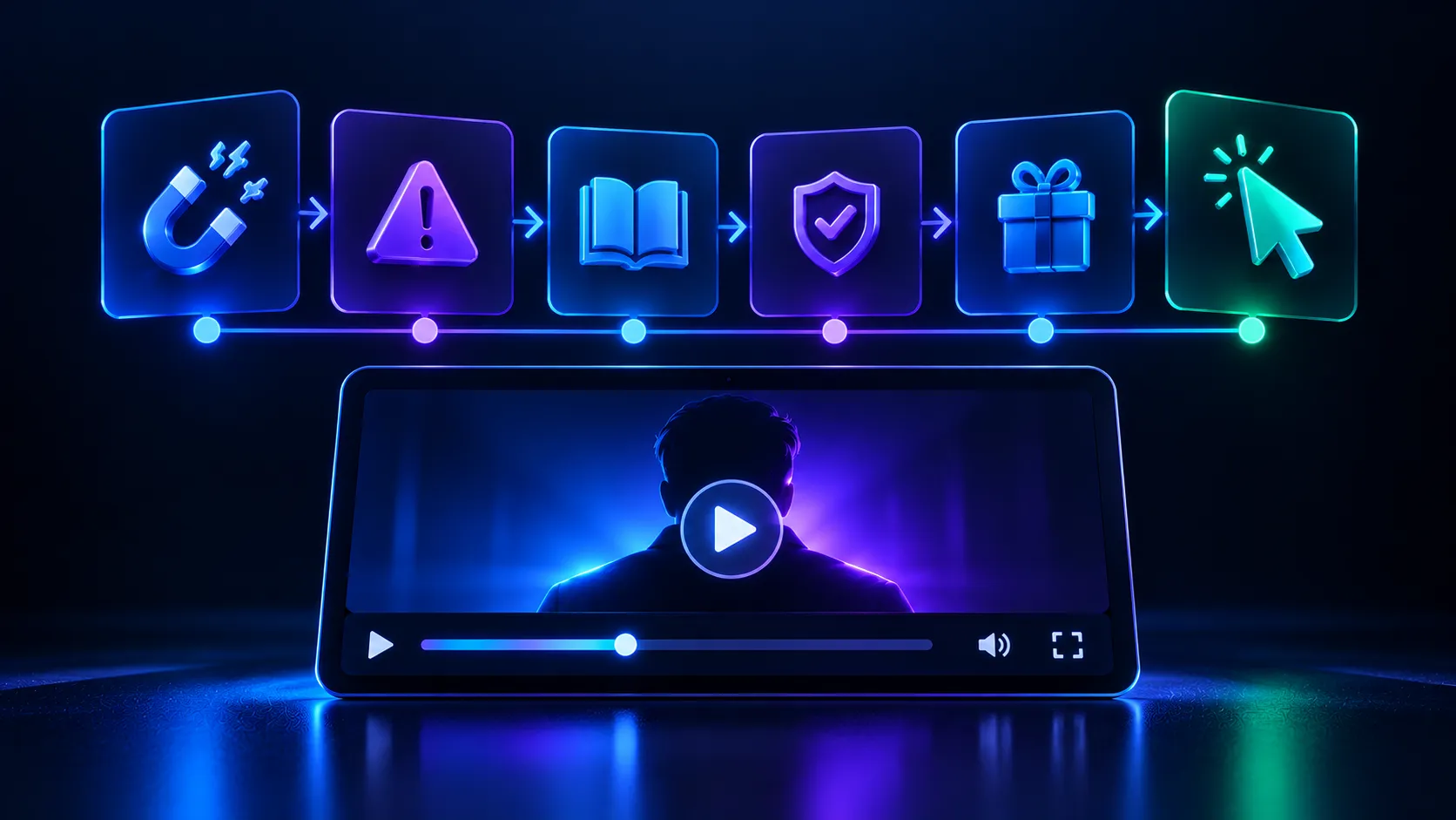 Nine-step VSL script structure on a video player timeline