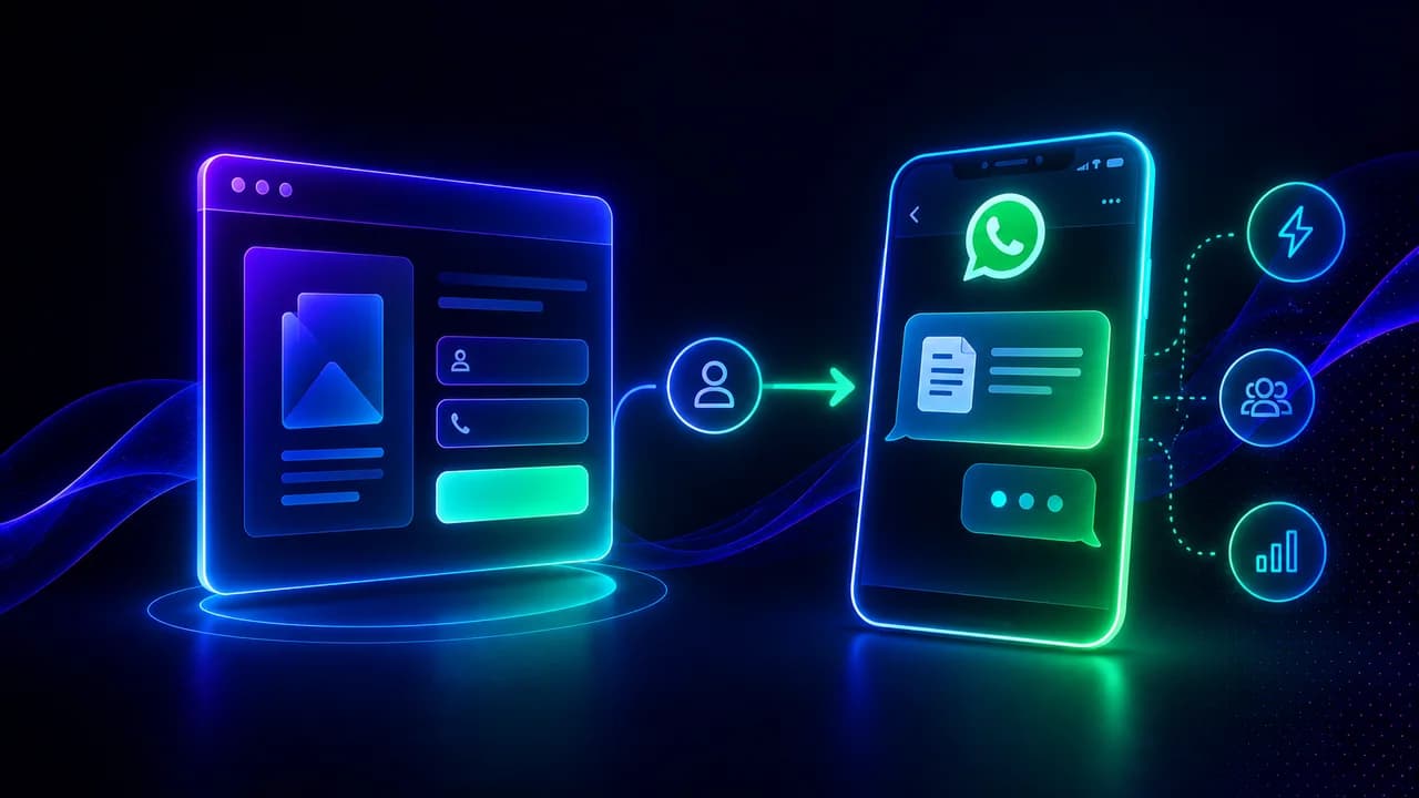 Página de captura conectada ao WhatsApp Business