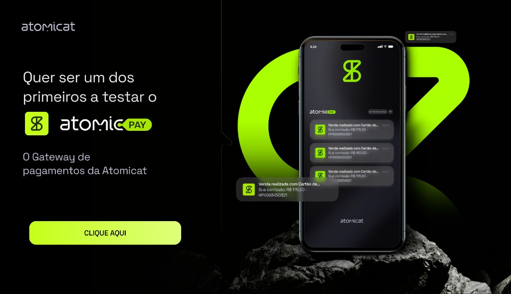 AtomicPay mobile app with real-time sale notifications