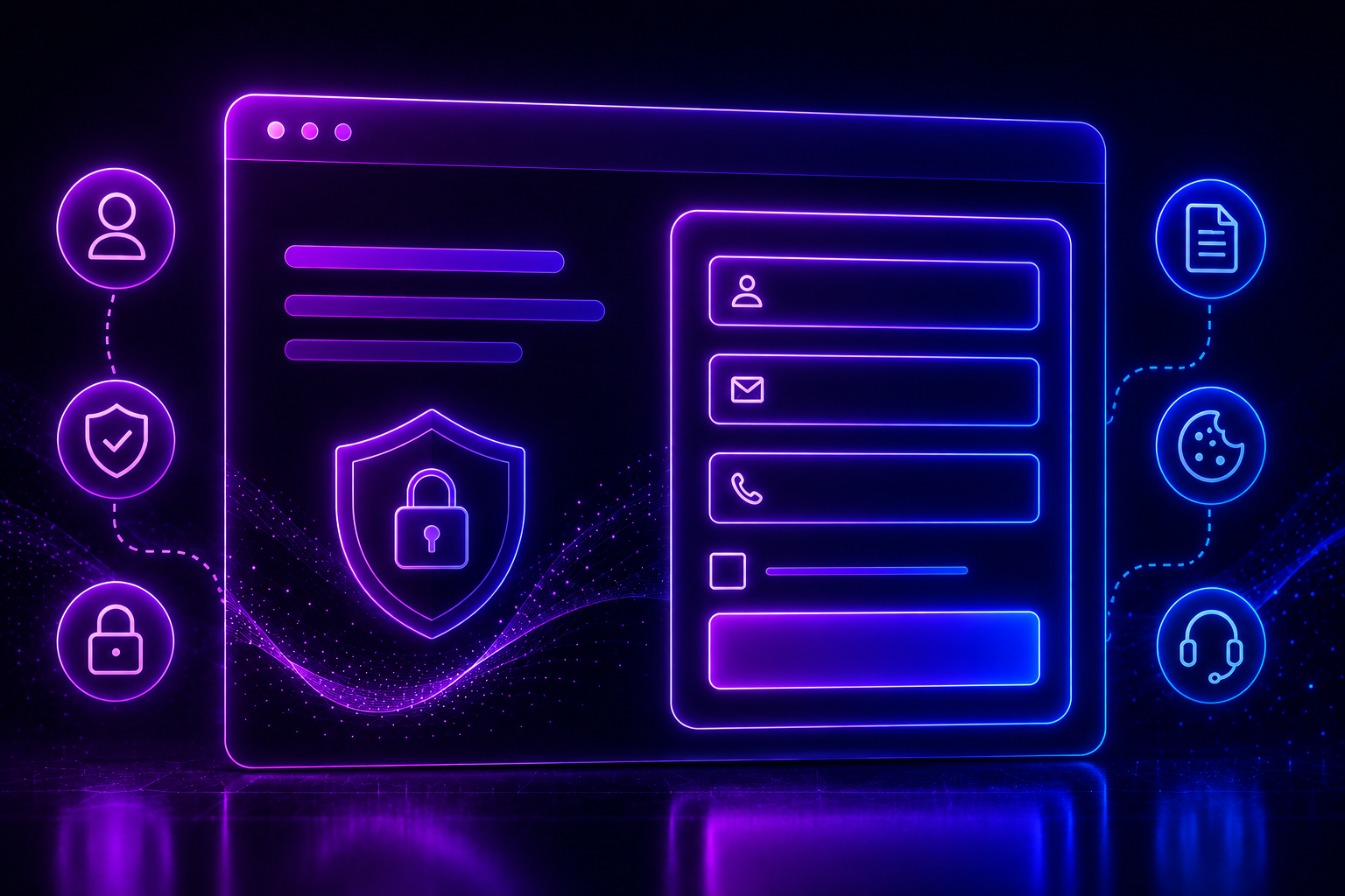 GDPR consent and footer copy on a lead capture page